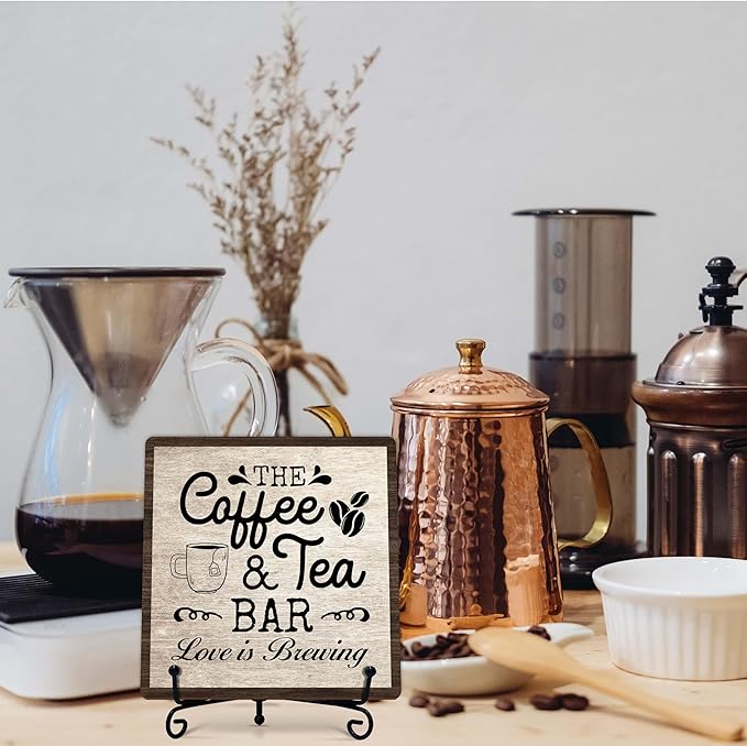 Coffee Bar Sign, Love is Brewing Farmhouse Tabletop Decor, Coffee and Tea Lover - Image 7