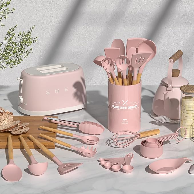 Umite Chef Silicone Kitchen Utensils Set, 33 Piece Non-Stick Kitchen Utensils - Image 2