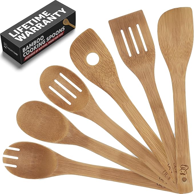 PriorityChef Wooden Spoons for Cooking, Non-Toxic Wooden Utensil Set - Image 8