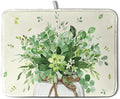Spring Sage Green Leaves Dish Drying Mat by Kwlegh