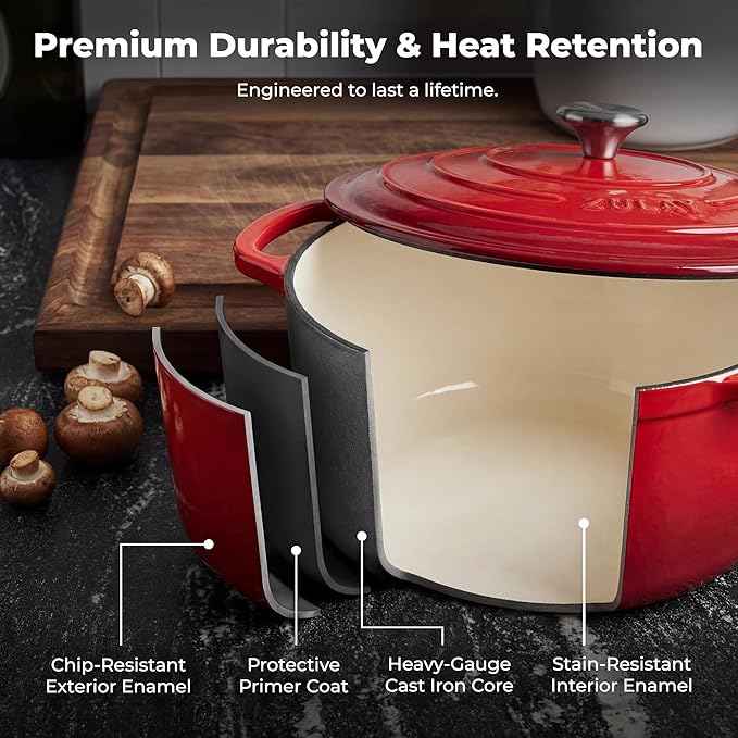 Zulay Kitchen 7.7 Quart Enameled Cast Iron Dutch Oven Pot - Image 5