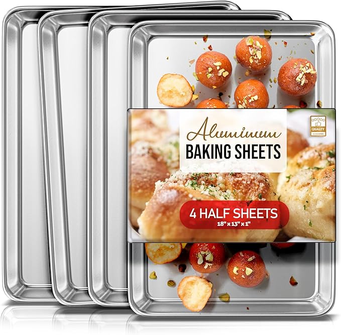 Eatex Aluminum Baking Sheet Set, 4 Pack Cookie Sheet Set, 18” x 13” Steel by Eatex