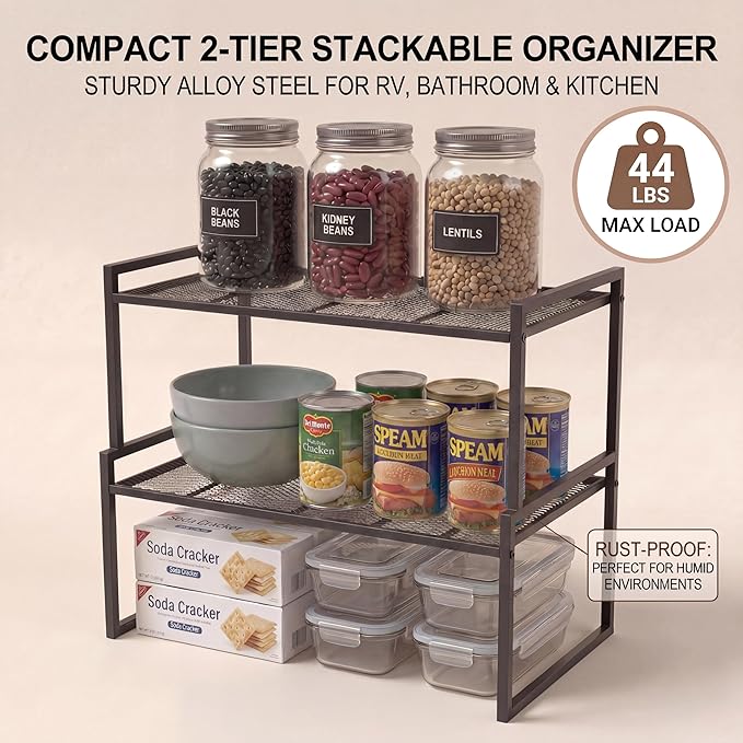 Set of 2 Cabinet Organizers 12.6''W 44 LBS Load Capacity Heavy Duty Kitchen - Image 5