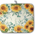Sunflowers Dish Drying Mat for Kitchen Counter Yellow Flower Green Leaves Dish by Kwlegh