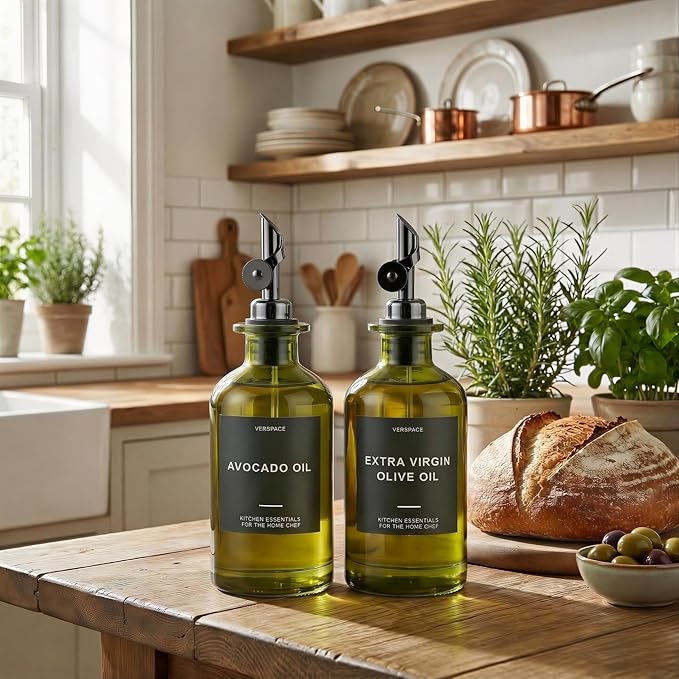 Verspace UV-Protected Green Glass Olive Oil Dispenser Bottles - Image 2