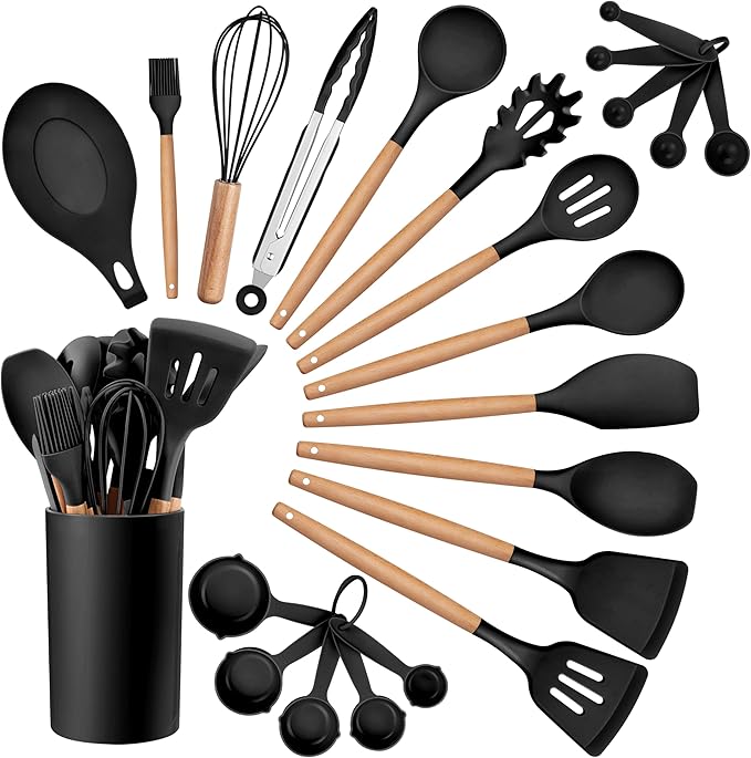 HaWare Kitchen Cooking Utensils Set, 23-Piece Silicone Kitchen Utensils Spatula by HaWare