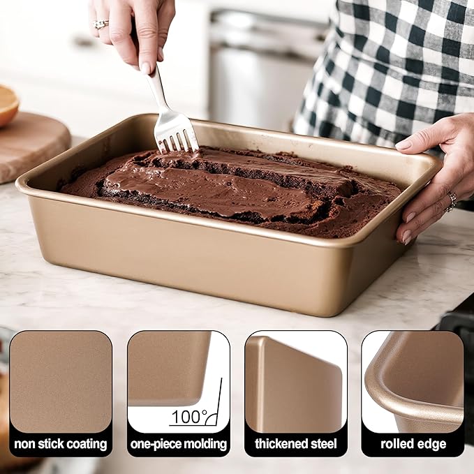 Baking Pan Set of 2, 12.5’’ X 10’’ X 2.4’’ Nonstick Sheet Cake Pan - Image 3