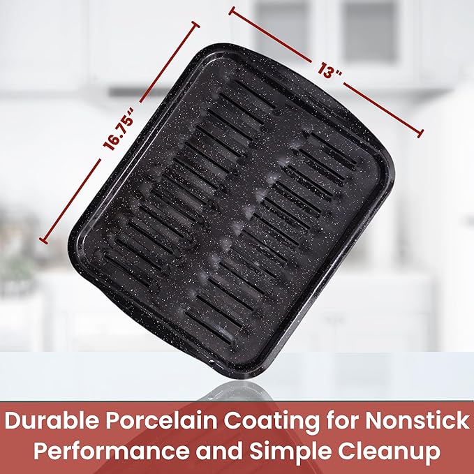 Broiler Pan for Oven Nonstick 16.75” x 13” Porcelain Nonstick Coated - Image 3