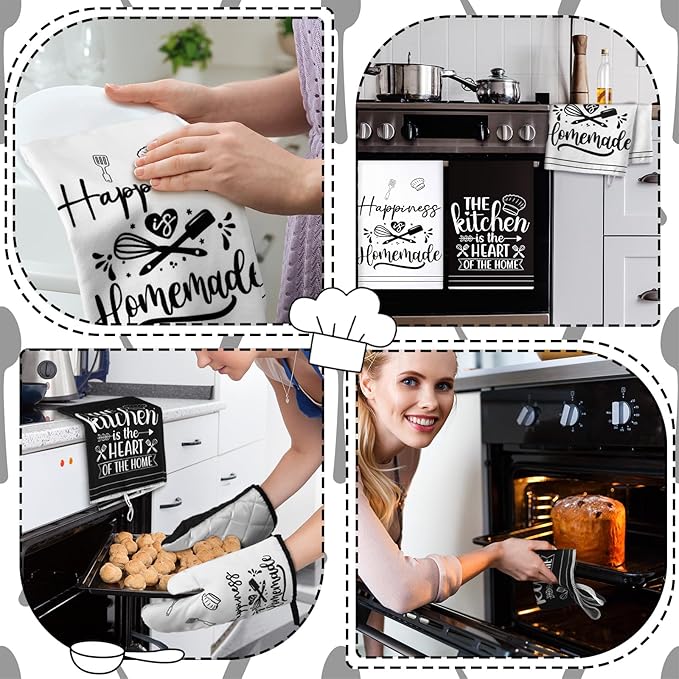 Sratte 6 Pcs Kitchen Decor Accessories Set Farmhouse Towels Pot Holders Oven - Image 4