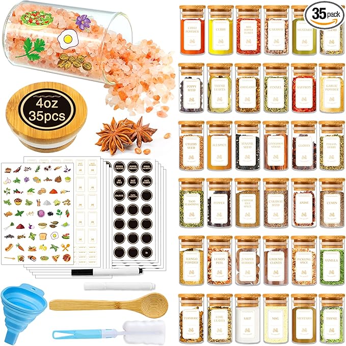 BGraceyy Spice Jars with Labels, Minimalist Stackable Airtight Spice Containers by BGraceyyMoments
