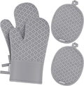 Oven Mitts and Pot Holders 4 Sets, Heat Resistant 500 ℉ Oven Mitt and Pot Holder by QEVOOON