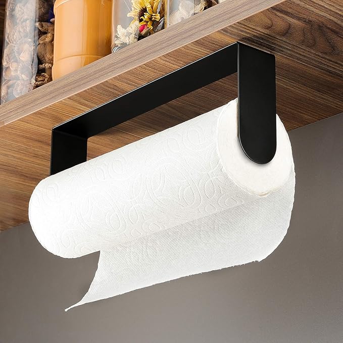 ZUNTO Black Paper Towel Holder Under Cabinet, Stainless Steel Kitchen Towel - Image 2
