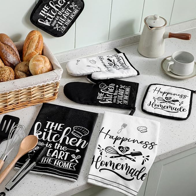 Sratte 6 Pcs Kitchen Decor Accessories Set Farmhouse Towels Pot Holders Oven - Image 7