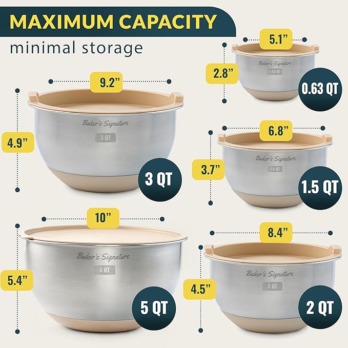 Baker's Signature Stainless Steel Mixing Bowls - Image 2