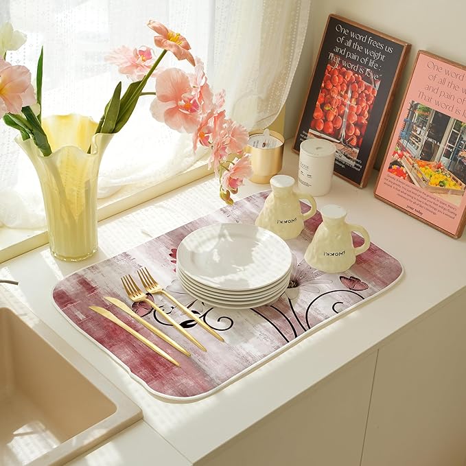 Floral Dish Drying Mat 18x24 Inches - Image 3
