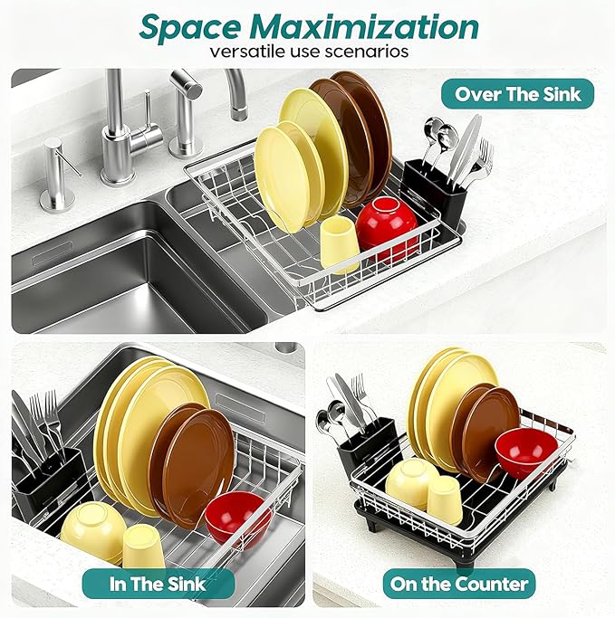 MERRYBOX Stainless Steel Dish Drying Rack, Expandable Dish Drainers - Image 9