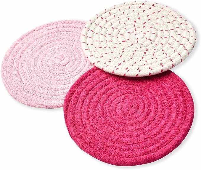 Kitchen Potholders Set Trivets Set 100% Pure Cotton Thread Weave Hot Pot - Image 2