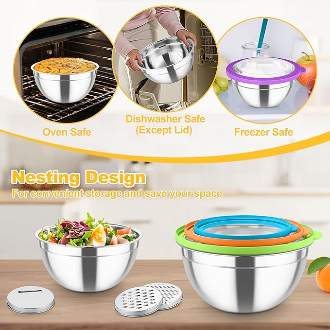TeamFar Mixing Bowls, Stainless Steel Salad Serving Bowl - Image 5