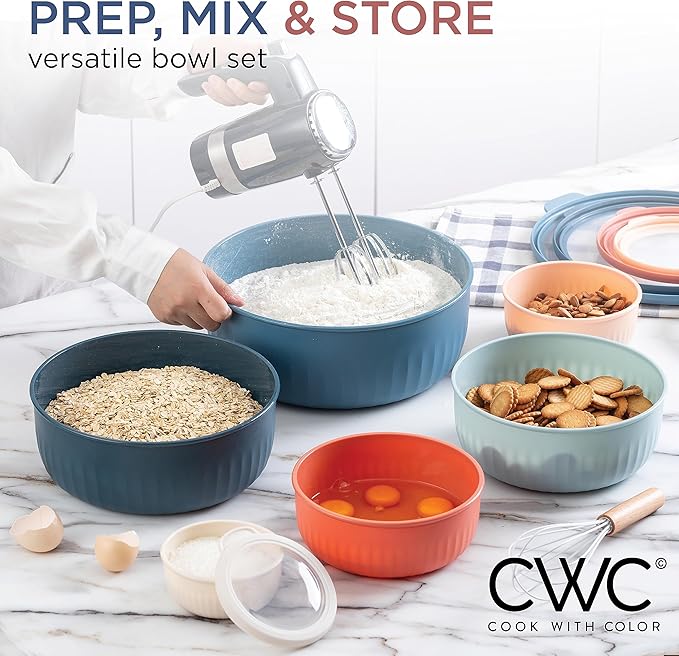 COOK WITH COLOR Prep Bowls with Lids- Wide and Deep Nesting Plastic Small - Image 2
