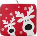 Xmas Dish Drying Mat for Kitchen Counter Cute Reindeer Holiday Snowflake by Unknown