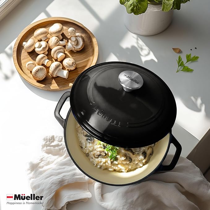 MUELLER HOME 6 Quart Enameled Cast Iron Pot Dutch Oven, Heavy-Duty Oven-Safe up - Image 8
