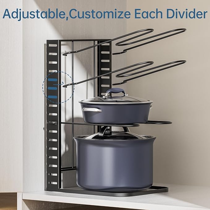 ORDORA Pots and Pans Organizer under Cabinet 14.55 Height, Adjustable 8-Tier - Image 5