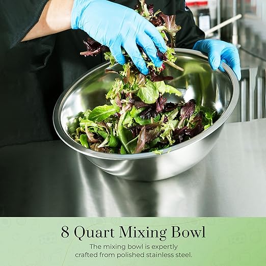 OCS Parts 8 Quart Mixing Bowl | 13.25-Inch Stainless Steel Professional Grade - Image 8