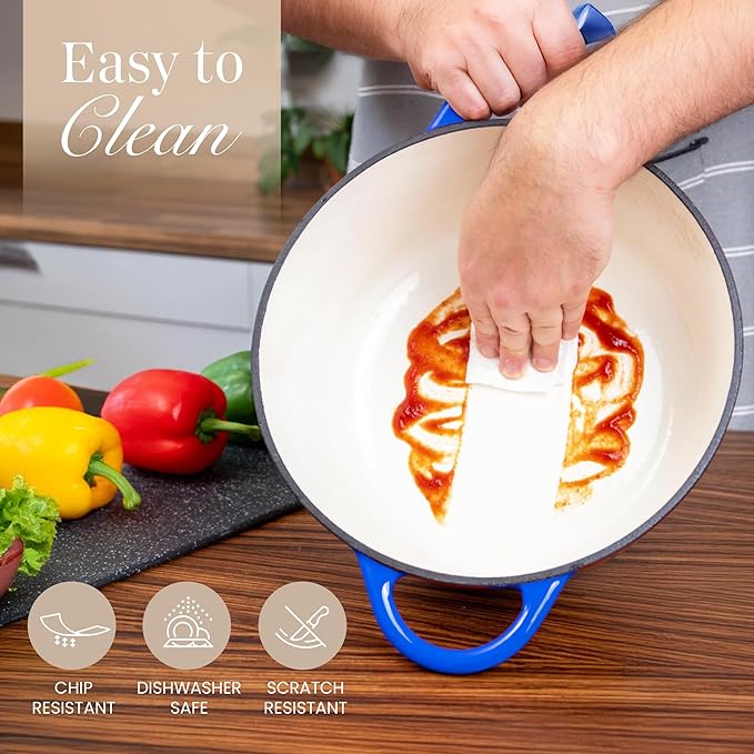 Cast Iron Dutch Oven with Lid – Non-Stick Ovenproof Enamelled Casserole Pot – - Image 9