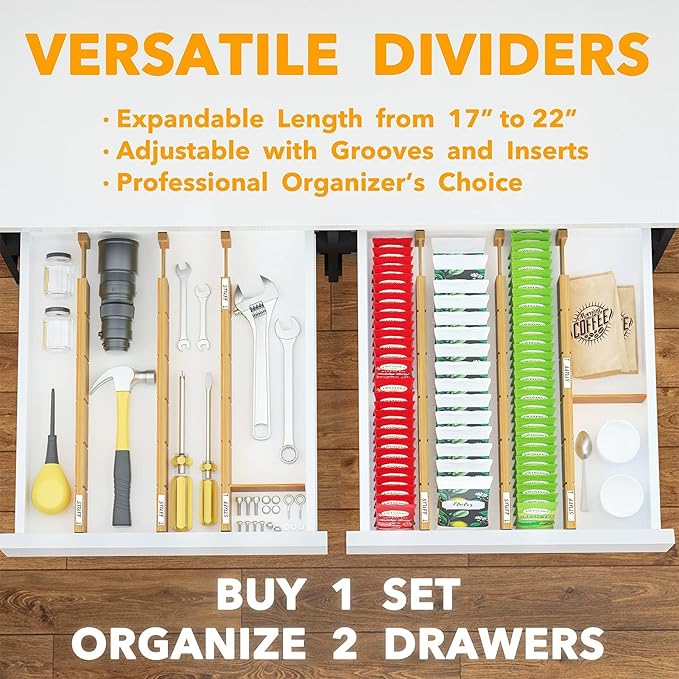 SpaceAid Bamboo Drawer Dividers - Image 7
