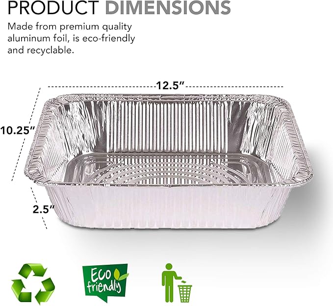 Stock Your Home Aluminum 9x13 Disposable Foil – Half Size Deep Steam Table - Image 2