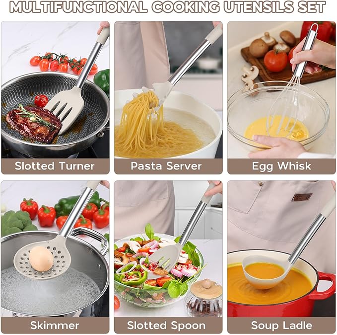 Onader Silicone Cooking Utensils Set of 15, Kitchen Utensils Set - Image 8