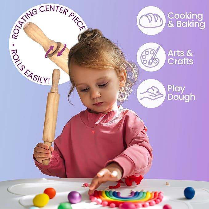 8-Inch Premium Kids Mini Rolling Pins Splinter-Free, Non-Stick Hardwood - Image 9