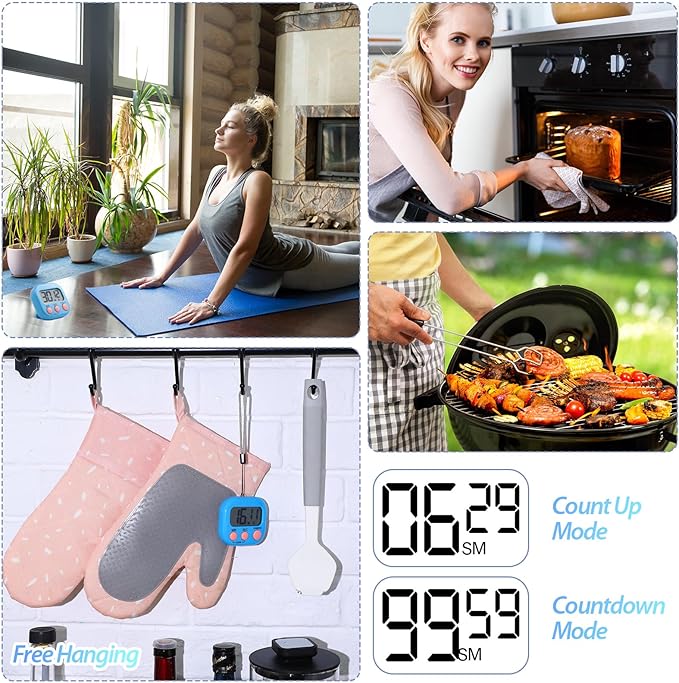 Leumoi 24 Pcs Digital Kitchen Timers Bulk Small Magnetic Timer On/Off Switch - Image 5