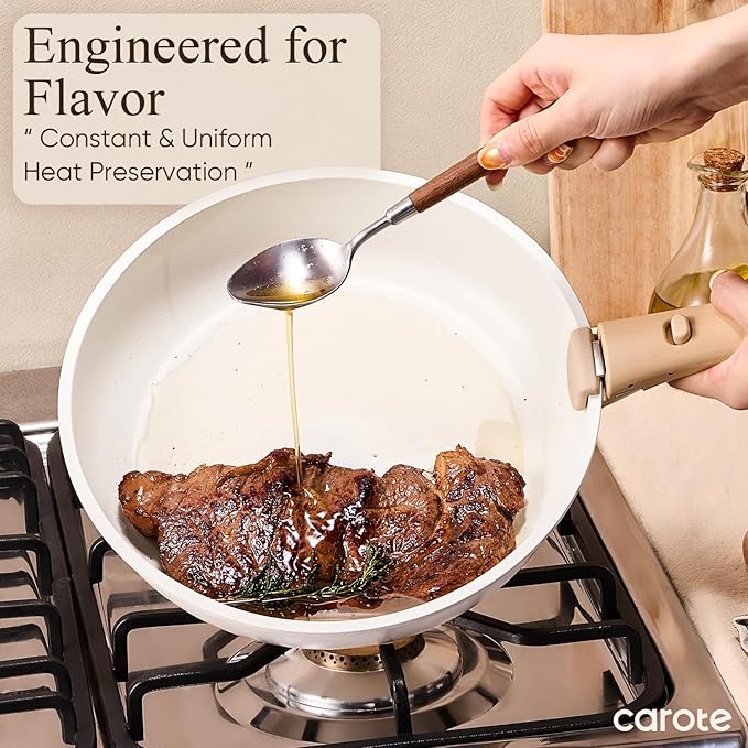 CAROTE 19pcs Pots and Pans Non Stick, Cookware Sets Detachable Handle, - Image 6