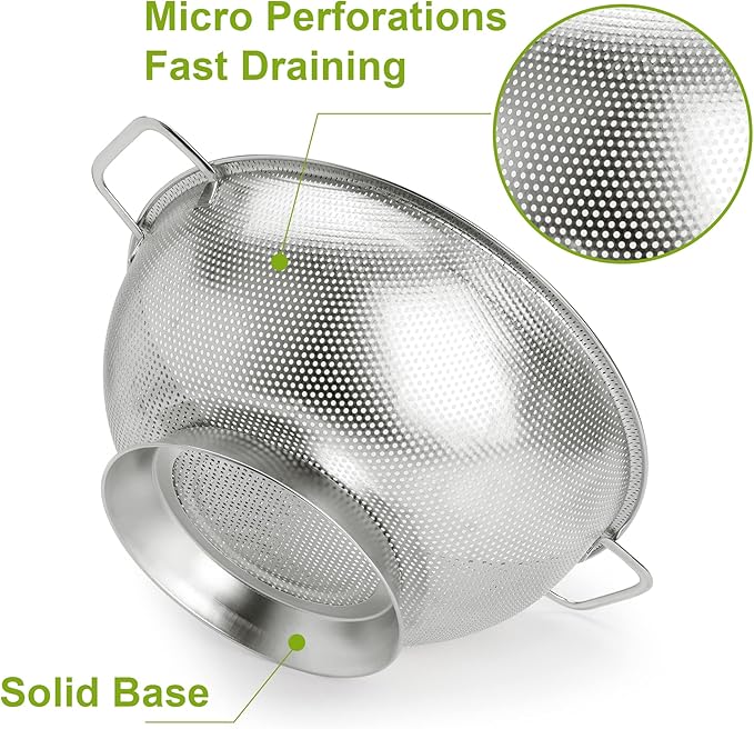 Gulex Colander Stainless Steel 5-Quart, Strainer - Image 3