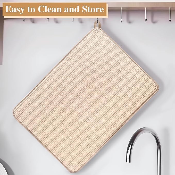 2 Pack XXL Large Microfiber Dish Drying Mat, 24*17 inch Absorbent Dish Drainer - Image 7
