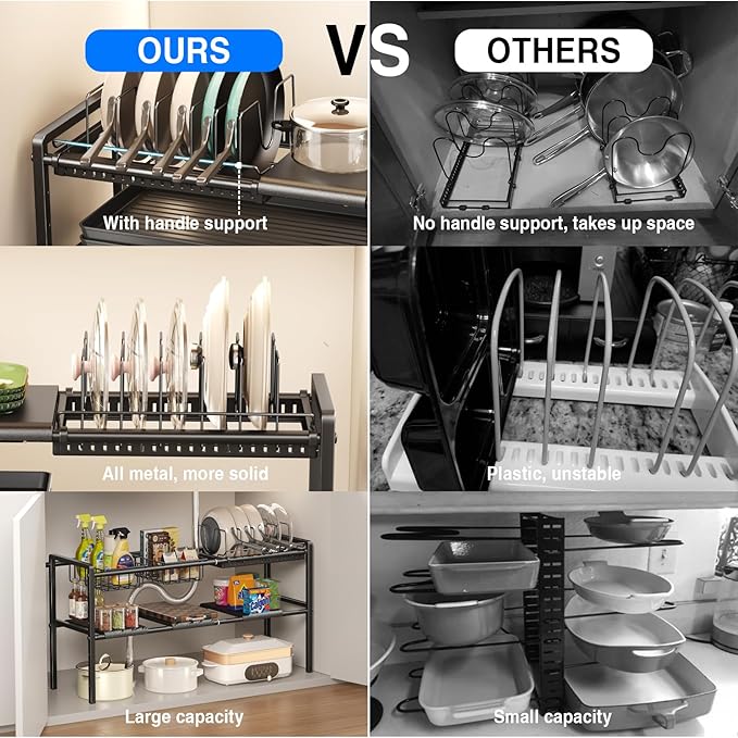 Mustorn Pots and Pans Organizer Under Cabinet, Expandable 2 Tier Under Sink - Image 5
