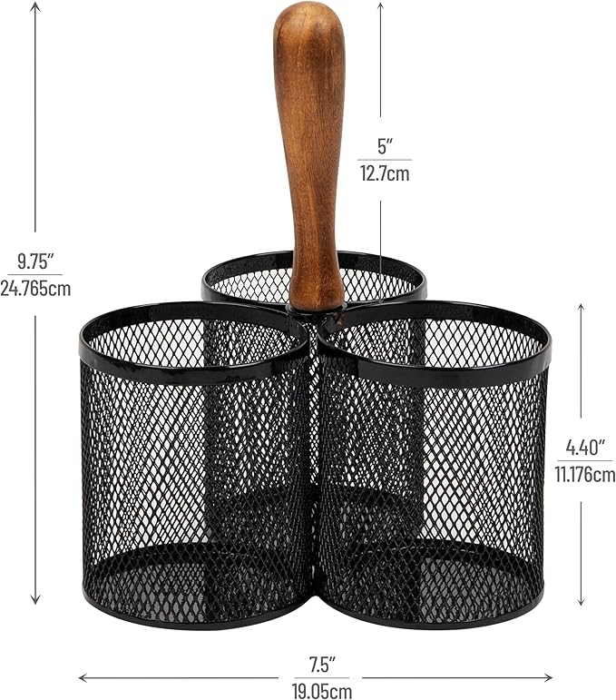 Mind Reader Utensil Holder, Cutlery Holder, Metal Mesh, 7.5"L x 7.5"W x 9.75"H - Image 3