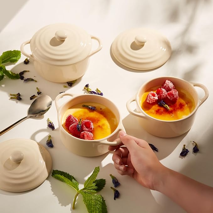 Kook Ceramic Mini Cocotte Set, Small Casserole Dishes - Image 2