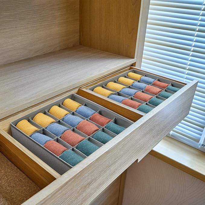 Joyoldelf Sock Drawer Organizer Divider Underwear Organizer 16-cell Fabric - Image 3