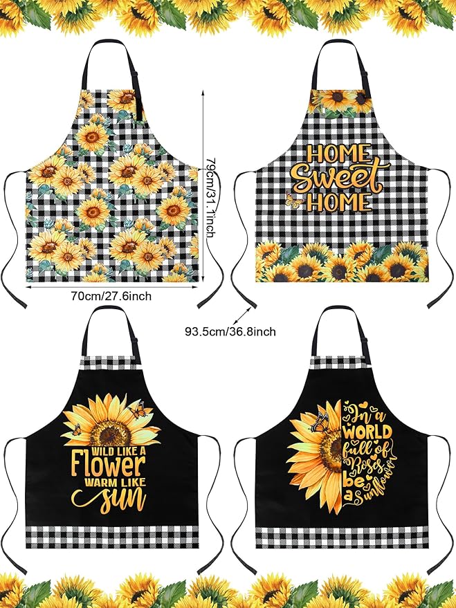 Geetery 4 Pcs Chicken Aprons for Women Rooster Print Apron Waterproof - Image 3