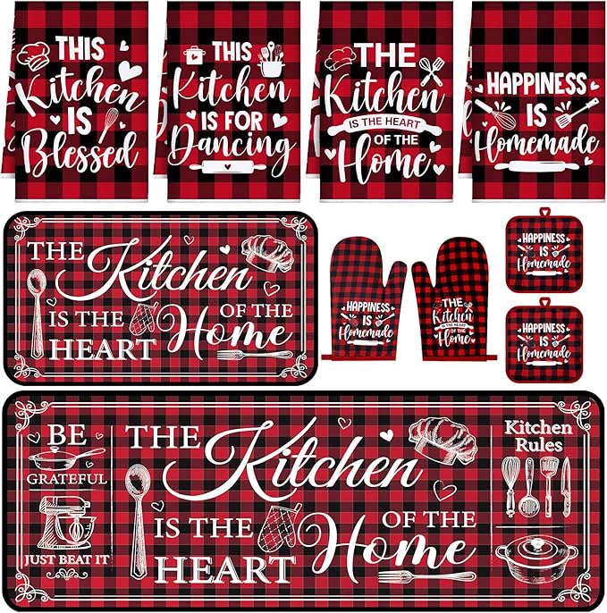 Fourluoo 10 Pcs Farmhouse Kitchen Decor and Accessories Set 4 Kitchen Towels 2 by Fourluoo