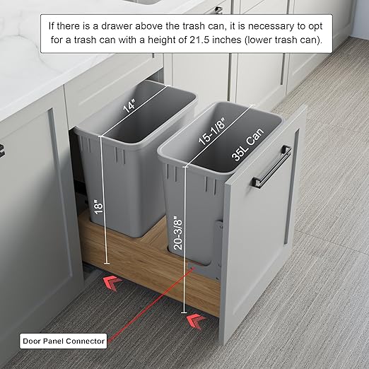 Dowell Double 35Qt Undermount Trash Pull-Out Waste Container - Image 2