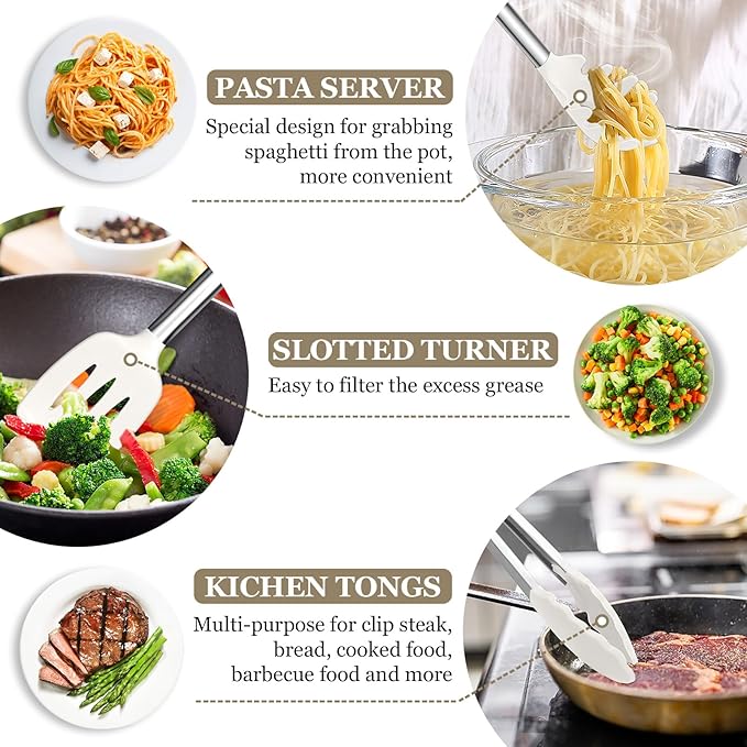 TeamFar Kitchen Utensils, for Nonstick Cookware Cooking Stirring Turning - Image 4