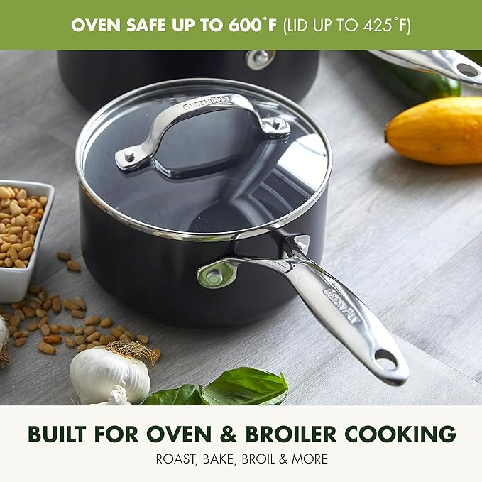 GreenPan Valencia Pro Hard Anodized Healthy Ceramic Nonstick 2QT Saucepan Pot - Image 7