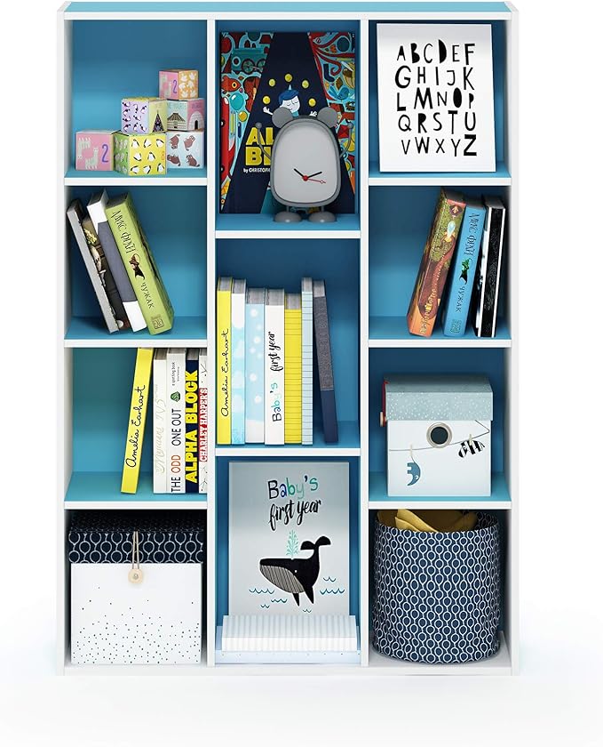 Furinno LUDER Book Shelf, 11-Cube Bookshelf, Reversible Bookcase, 9.4 x 29.1 x - Image 5