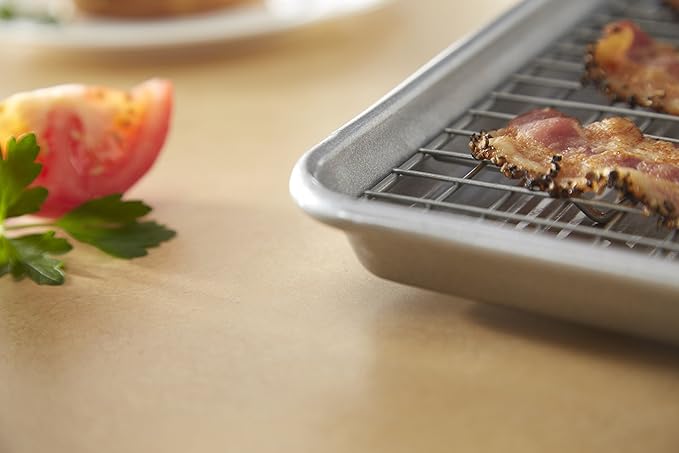 USA Pan Bakeware Quarter Sheet Baking Pan and Bakeable Nonstick Cooling Rack Set - Image 3