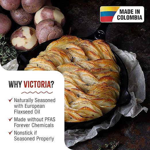 Victoria 10-Inch Cast Iron Skillet, Pre-Seasoned Cast-Iron Frying Pan - Image 2