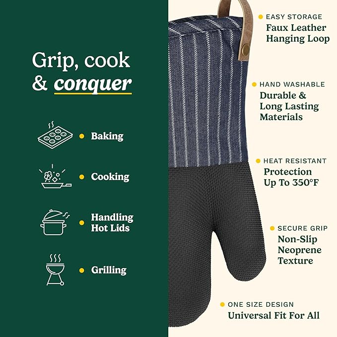 Cuisinart Heritage Kitchen Oven Mitts – Heat-Resistant Kitchen Mitts - Image 5