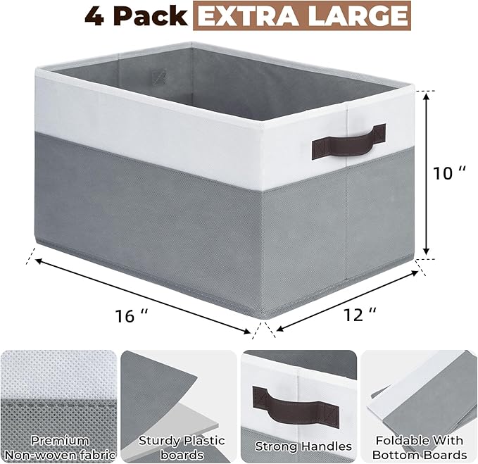 Criusia Extra Large Storage Bins 4 Pack - Image 2